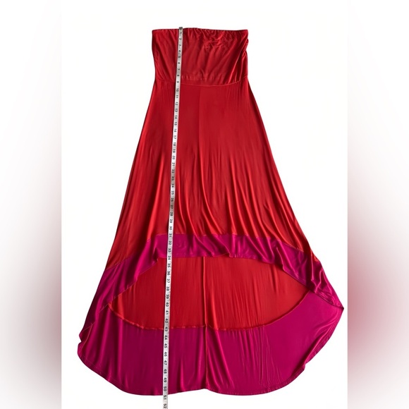 The Limited Petite Strapless High-Low Dress Red & Magenta Colorblock Size M - Picture 9 of 10